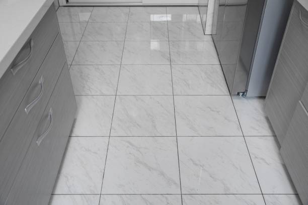 carrelage sol cuisine effet marbre design