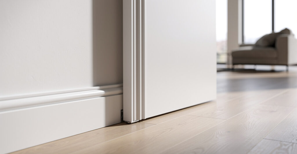 combler espace porte coulissante mur