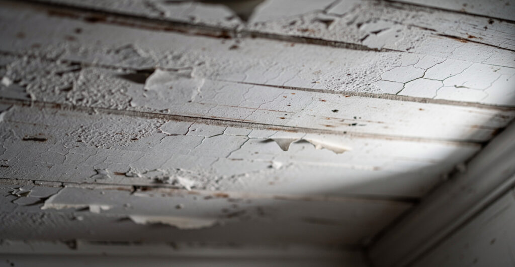 un plafond en lattis platre