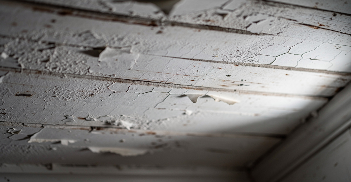 un plafond en lattis platre